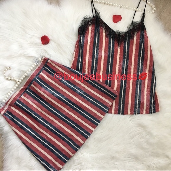 ZARA Striped Sequin Skirt and Top Set - Picture 8 of 8